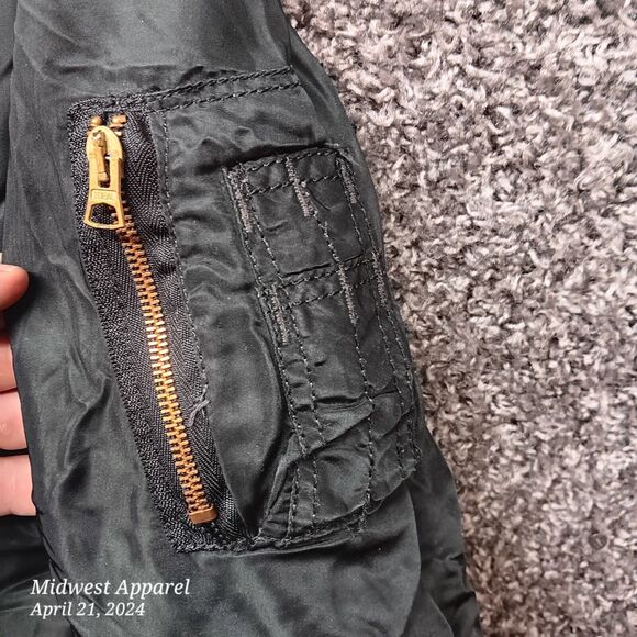 Vintage MA1 Black Flight Jacket‎ Reversible Orange Lining Camel Ciggarettes - Picture 5 of 16